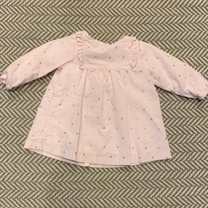 Jacadi Pink Dress with Gold Apples